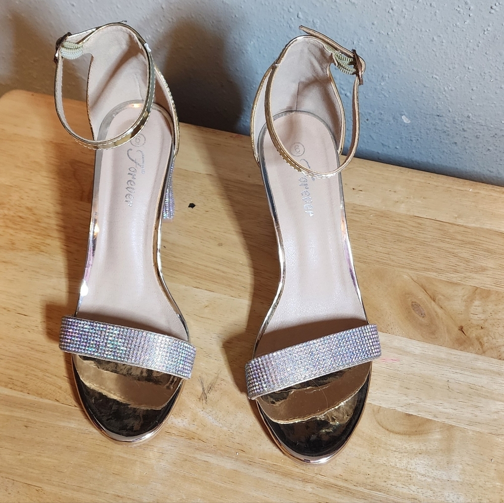 Forever  Metallic Strappy Heels
